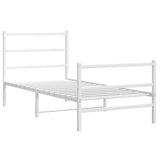 Metal Bed Frame without Mattress with Footboard White 90x190cm 355424