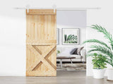 Sliding Door 80 x 210 cm Solid Pine Wood Natural and White 3445173