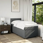 ZNTS Box Spring Bed with Mattress Dark Grey 90x200 cm Fabric 3285779