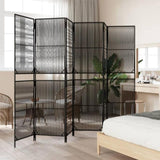 Room Divider 6 Panels Black Poly Rattan 365400