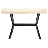 Dining Table White and black Solid mango wood, steel 120x60x75 cm 247442