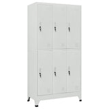 Locker Cabinet with 6 Compartments Steel 90x45x180 cm Grey 20156