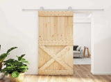 Sliding Door Natural and White 85 x 210 cm Solid Pine Wood 3445040