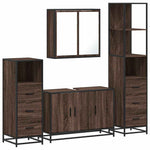 ZNTS 4 Piece Bathroom Furniture Set Brown Oak Engineered Wood 3301254