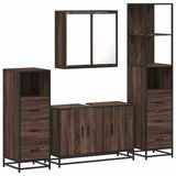 ZNTS 4 Piece Bathroom Furniture Set Brown Oak Engineered Wood 3301254