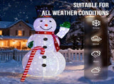 1.7M Lighted Snowman Holding Candy Cane Christmas Yard Decorations, Pre-lit Pull Up Snowman with 240 70039090