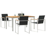 Garden Dining Set 5 pcs Solid Teak Wood and Stainless Steel 3334831