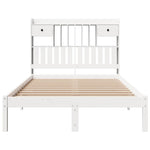 ZNTS Bookcase Bed without Mattress White 135x190 cm Double Solid Wood Pine 3321617