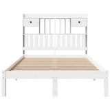 ZNTS Bookcase Bed without Mattress White 135x190 cm Double Solid Wood Pine 3321617