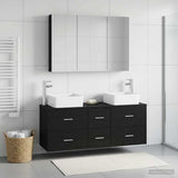 Bathroom Furniture Set 4 pcs Black Oak 3406784