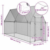 Chicken Cage Silver 400x100x190 cm Galvanised Steel 172551