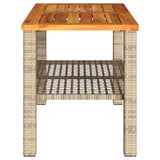 Garden Table Beige 70x38x42 cm Poly Rattan Acacia Wood 366272