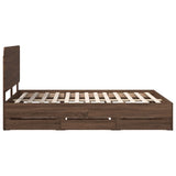 Bed Frame with Drawer Brown Oak 140 x 190 cm Engineer Wood 3412601