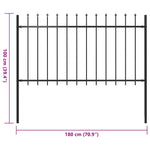 ZNTS Garden Fence with Spear Top Steel 1.8 m Black 144925