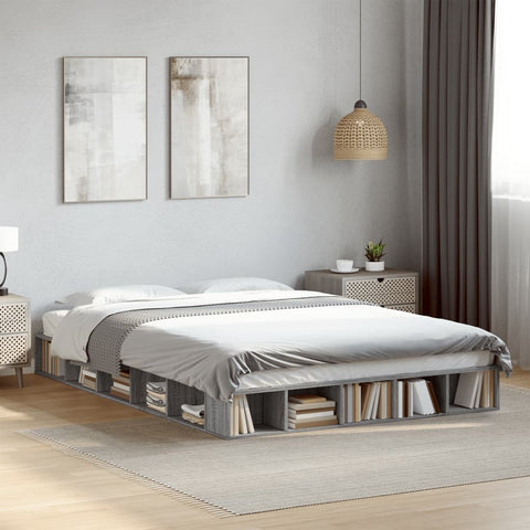 Bed Frame without Mattress Grey Sonoma 150x200 cm King Size 3280473