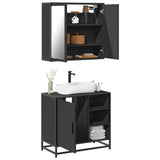 ZNTS 2 Piece Bathroom Furniture Set Black Engineered Wood 3300905