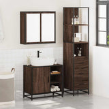 3 Piece Bathroom Furniture Set Brown Oak Engineered Wood 3301149
