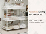 White three-tier reinforced iron high-low bed with three-person metal frame, space-saving bunk bed W3987P434166