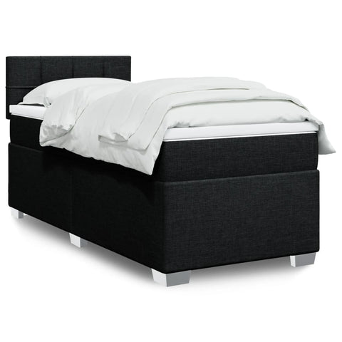 ZNTS Box Spring Bed with Mattress Black 90x200 cm Fabric 3285773