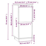 ZNTS Sideboard White 31.5x34x75 cm Solid Wood Pine 813382