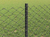 Chainlink Fence with Post 25 x 0.6 m PVC-Coated Steel Grey Mesh 3336274