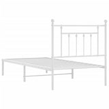 Bed Frame White Powder-Coated Steel Single Bed Frame 353579