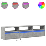 TV Wall Cabinet with LED Concrete Grey 180x31x45 cm 3307943