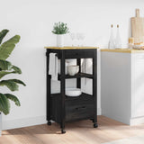 Kitchen Trolley MONZA Black 48 x 40 x 88.5 cm Solid Pine Wood 42027033