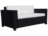 Rattan Sofa, 2 Seater Garden Furniture with Soft Padded Cushion and Armrests, Wicker Garden Loveseat T3398P315905