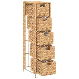 Storage Unit Brown Water hyacinth, Metal Compact Storage Unit 245492