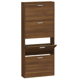 Shoe Cabinet Brown Oak 59x17x150 cm Engineered Wood 342525