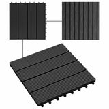 11 pcs Decking Tiles WPC 30x30 cm 1 sqm Black 45023