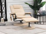 Swivel Recliner Chair and Footstool, Faux Leather Massage Recliner Armchair with Remote Control and T3398P328086