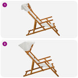 Deck Chair 4 pcs 3 Position Solid Eucalyptus Wood Cream 3407800