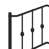 Metal Bed Frame without Mattress with Footboard Black 75x190cm 373797
