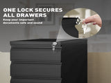 3-Drawer Steel Filing Cabinet with Lock and Wheels - Black T3398P344533