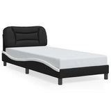 Bed Frame with LED without Mattress "Hvar" Black and White 80x200 cm 3213897