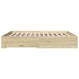 ZNTS Bed Frame with Drawers without Mattress Sonoma Oak 200x200 cm 3280358