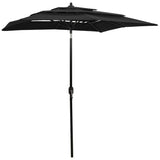 ZNTS 3-Tier Garden Parasol with Aluminium Pole Black 2x2 m 313850