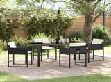 Garden Dining Set 5 pcs Black Poly Rattan 3380715
