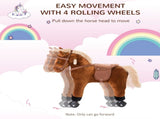 Rocking Horse Kids Ride on Walking Horse Animal Pony Wheeled Riding Plush Toy w/Sound for 2 Years T3398P422157
