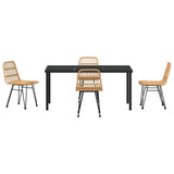 Garden Dining Set 5 pcs Brown Powder-Coated Steel 3379194
