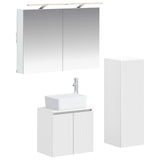 Bathroom Furniture Set 4 pcs White Engineered Wood and Glass 3407431