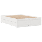 Bed Frame without Mattress with Drawers White 140x190 cm Solid Wood Pine 3308817
