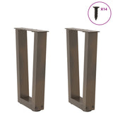 ZNTS Dining Table Legs V-Shape 2 pcs Natural Steel 28x cm Steel 4012623