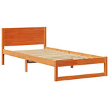 Bed Frame with Headboard Wax Brown 100 x 200 cm Solid Pine Wood 873288