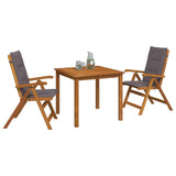 3-Piece Garden Dining Set Natural Solid Acacia Wood 3434591