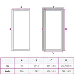 Interior Door White 83x201.5 cm Tempered Glass&Aluminium Slim 153667