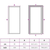 Interior Door White 83x201.5 cm Tempered Glass&Aluminium Slim 153667