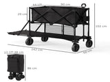 Double Decker Folding Trolley on Wheels, 200KG & 350L Capacity Collapsible Wagon Festival Trolley T3398P348619